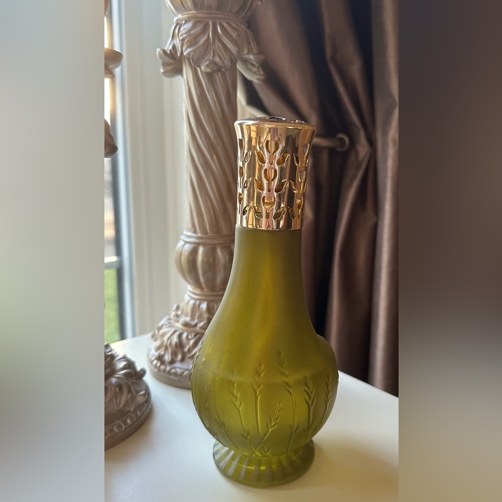 Vintage Eden Lamp Green Gold Frosted Glass Fragrance Oil Lamp